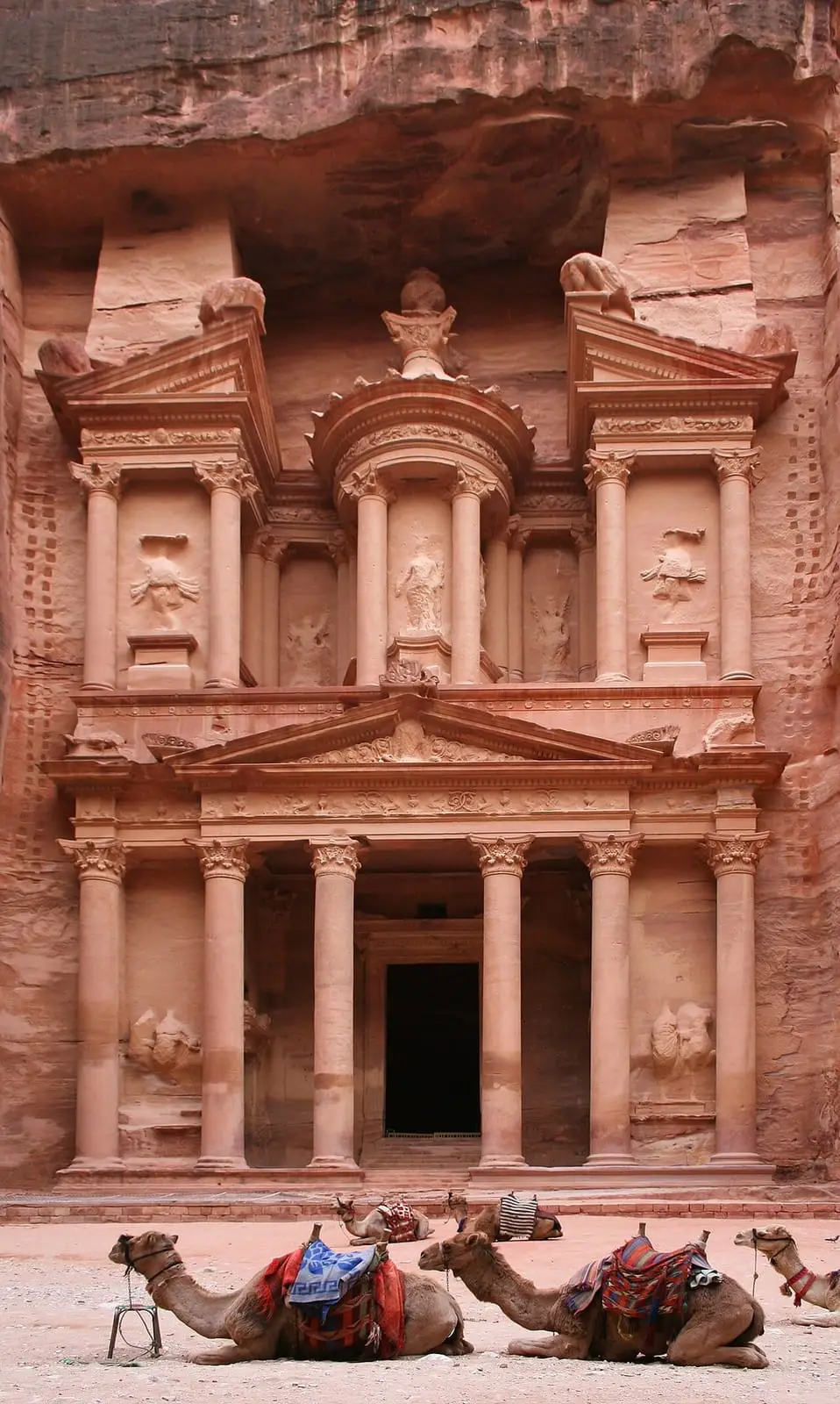 Al-Khazneh at Petra, a monumental tomb carved into the sandstone