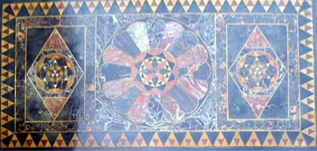 Ashford Black Marble table top decorated with coloured stone inlay (Tomlinson collection)