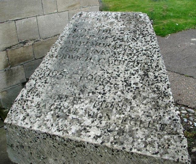 A block of Caen stone, Norwich, England
