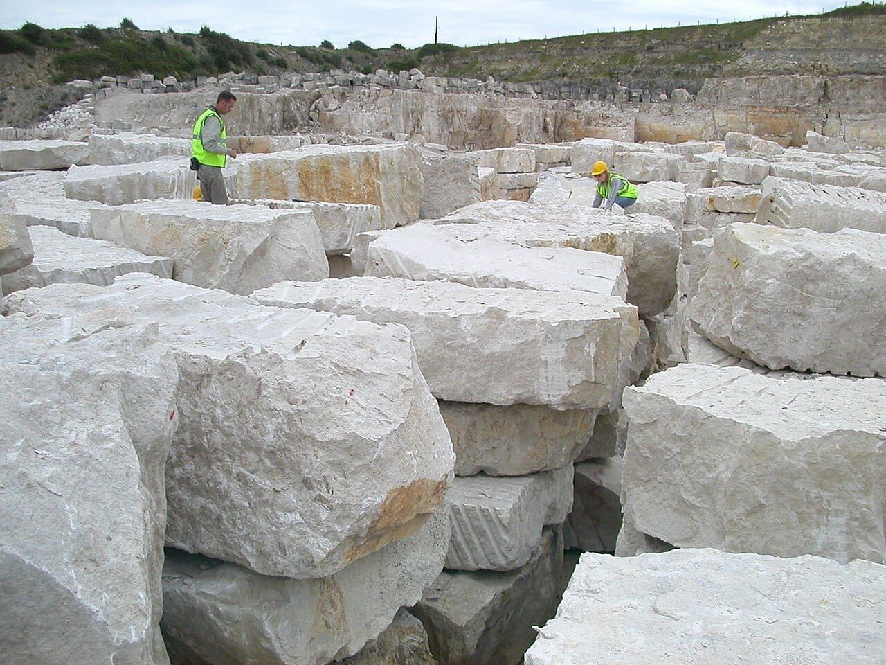 Cut blocks of Portland stone on the Isle of Portland