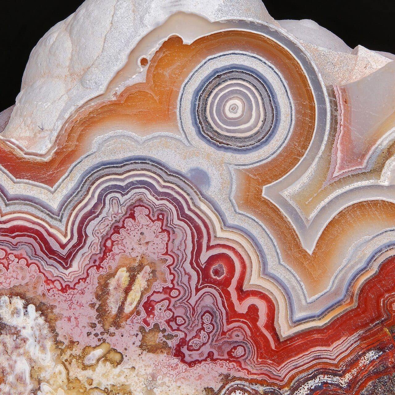 Crazy lace agate specimen