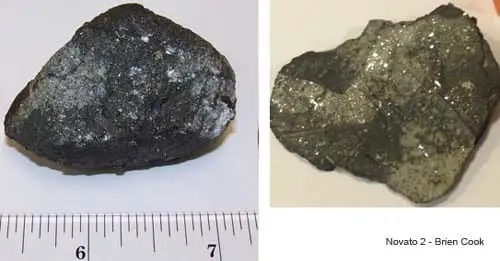 One of the first pieces found of the Novato L6 chondrite, which fell in California in 2012