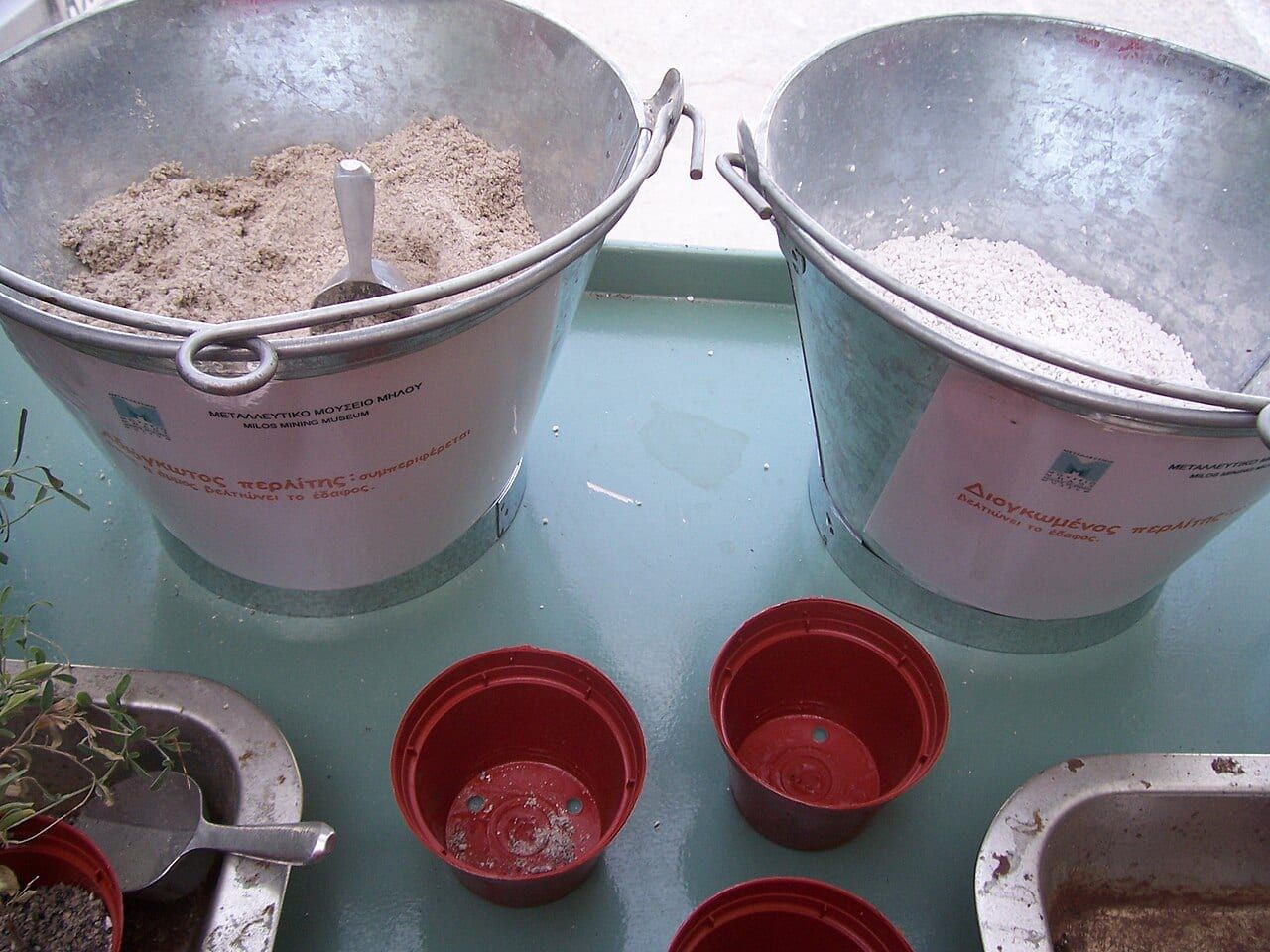 A perlite specimen from the Milos (Greece) mining museum