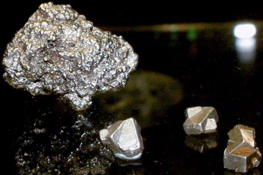 A mass of native platinum with well-formed crystals from Russia