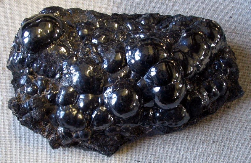 A shiny botryoidal mass of pyrolusite (Tres Cruzes, Brazil)
