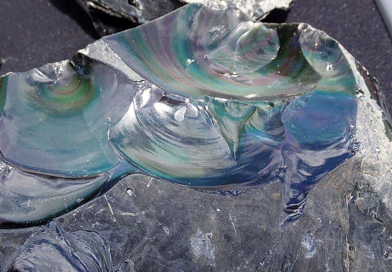 Rainbow obsidian specimen